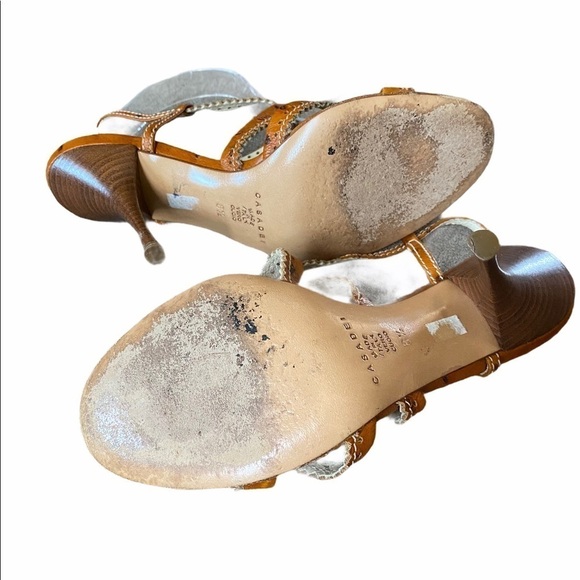 Casadei ostrich leather heeled sandals SZ 8.5 - Picture 5 of 8